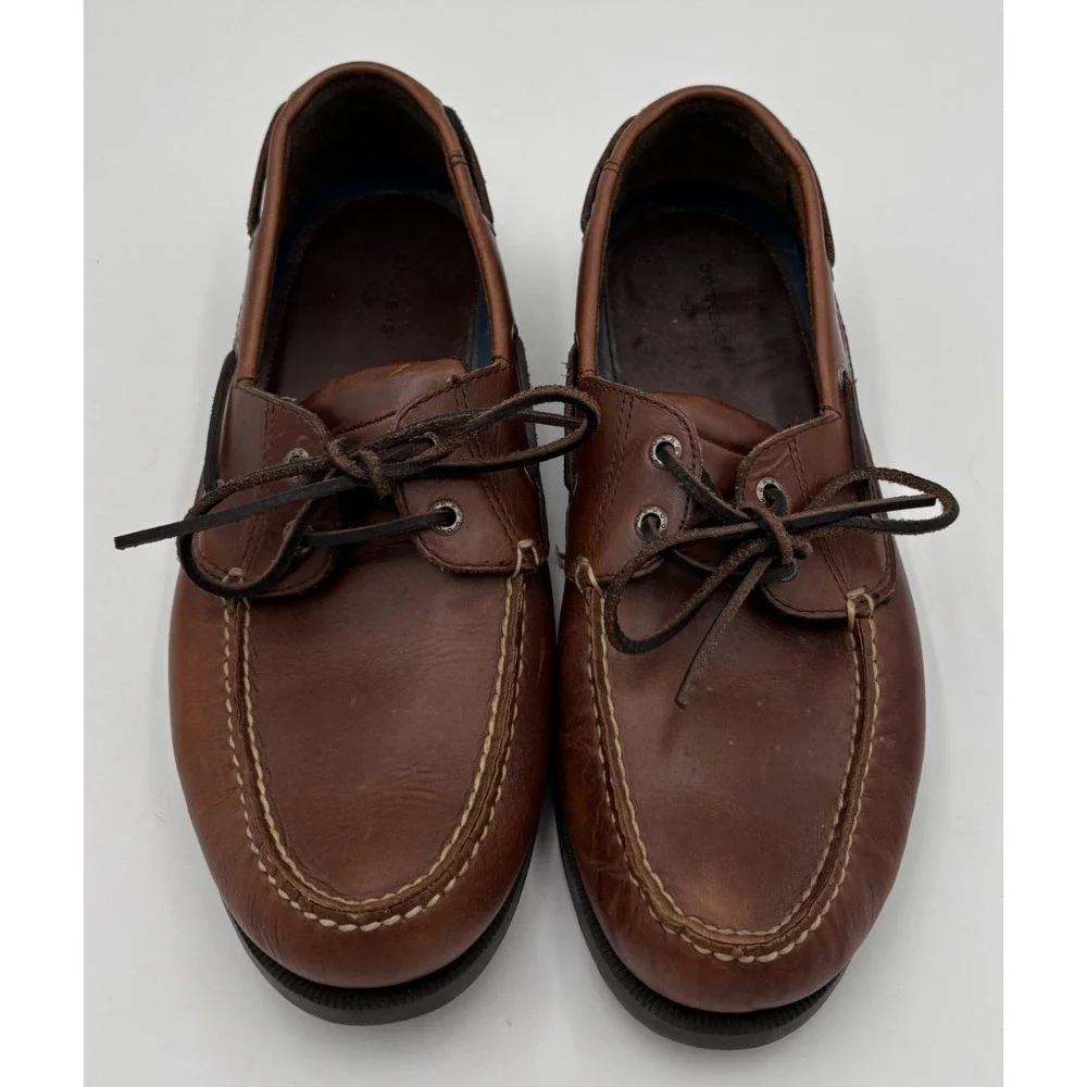 DOCKERS‎ Boat Shoe Leather Handsewn Rust Brown Men's Size 12M 090-1499